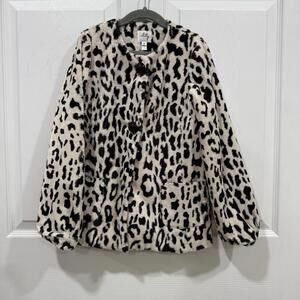 Milly Minis Faux Leopard Fur Peacoat Coat 8 Girls Cheetah Jacket Sweater